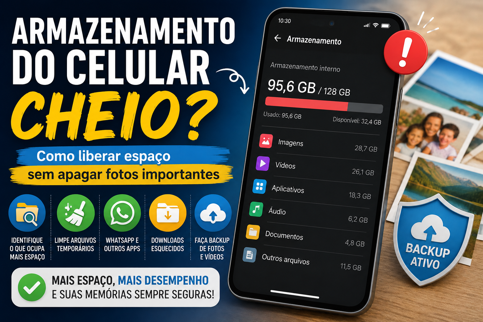 Armazenamento do celular cheio como liberar espaço sem apagar fotos importantes