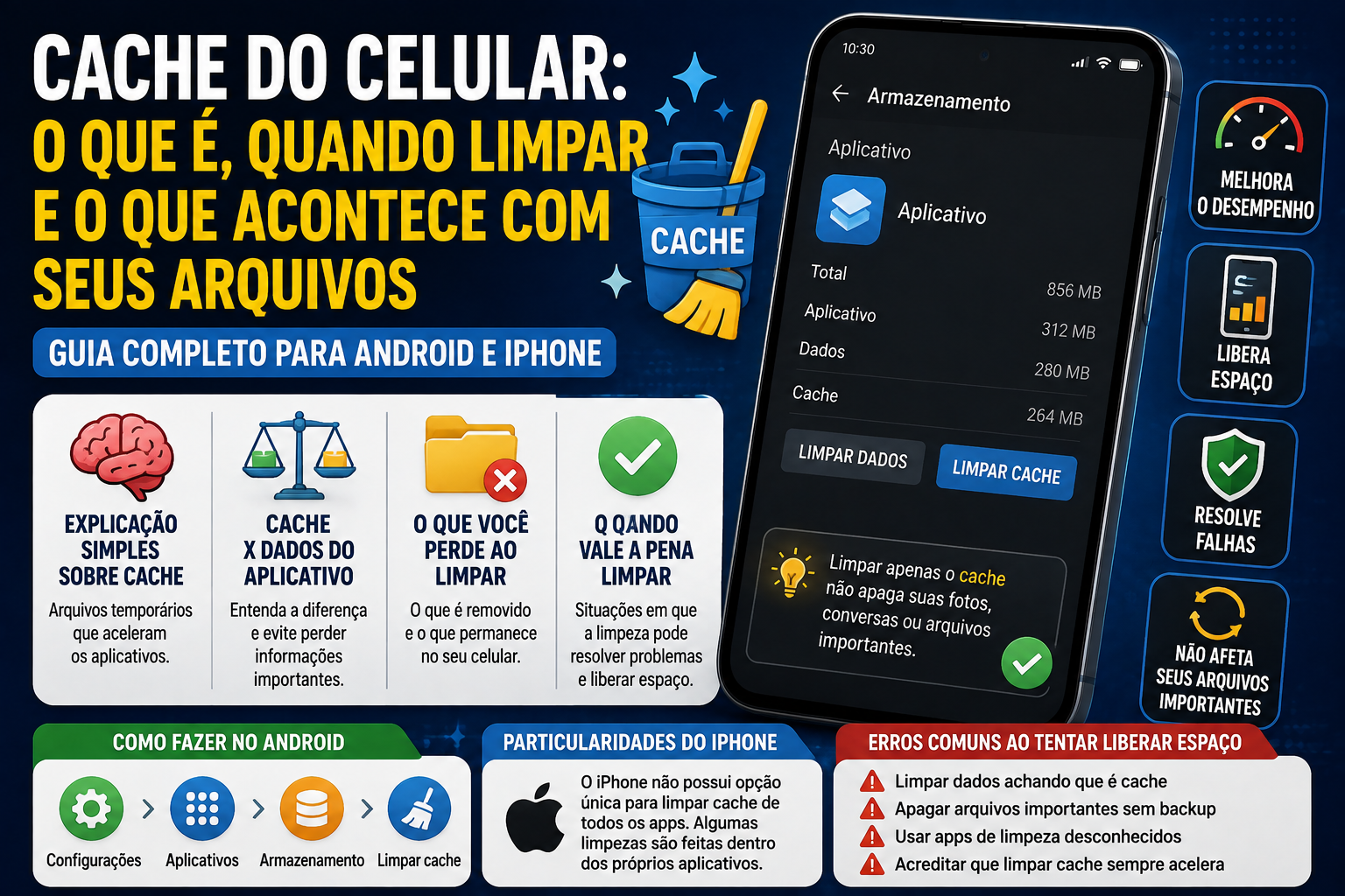 Cache do celular o que é, quando limpar e o que acontece com seus arquivos