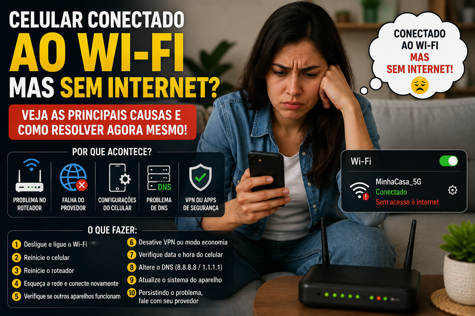 Celular conectado ao Wi-Fi mas sem internet Veja as causas e como resolver