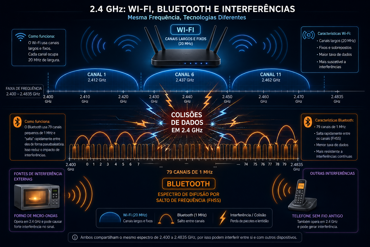Infográfico Interferências em 2,4 GHz
