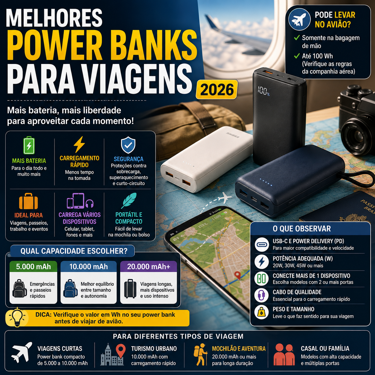 Melhores Power Banks para Viagens 2026